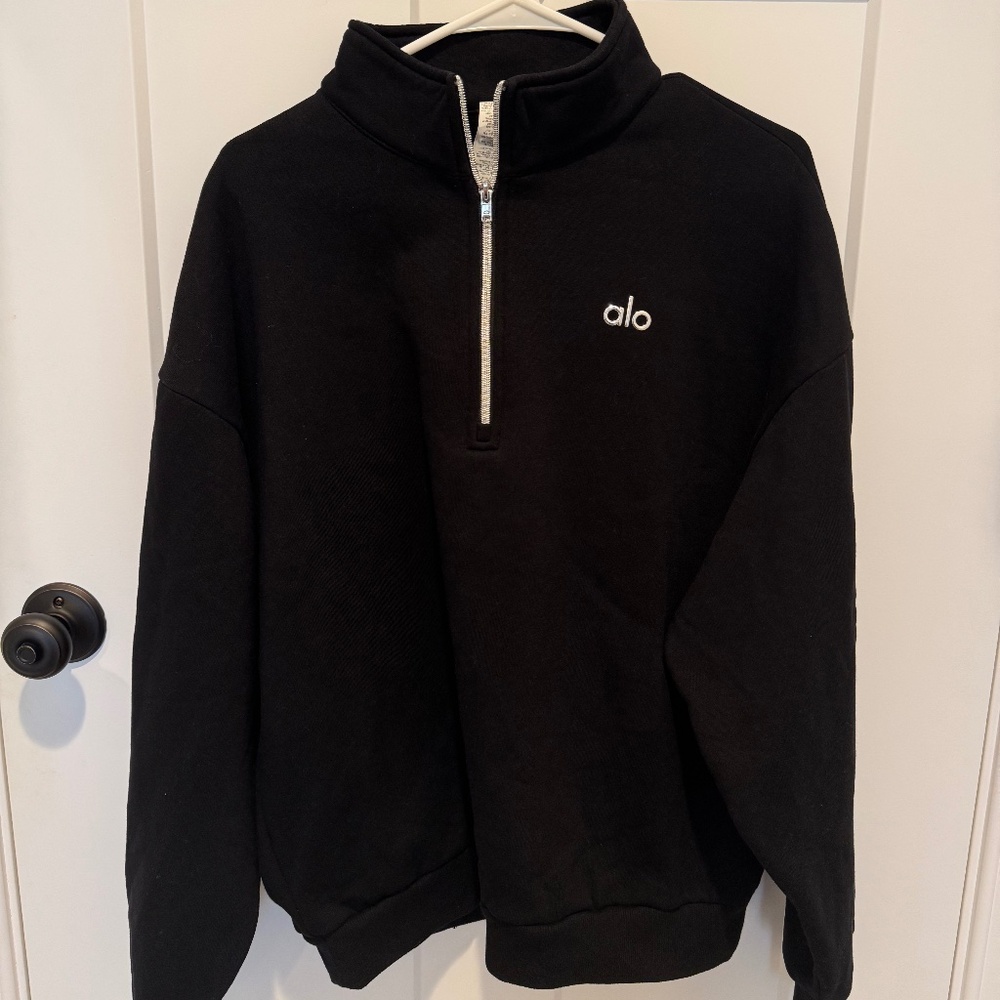 ALO Accolade Quarter Zip Pullover - Black - Medium
